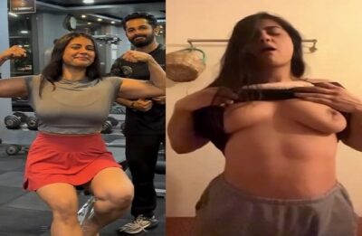 Desi Girl With Big Boobs Exposing For Gym Trainer